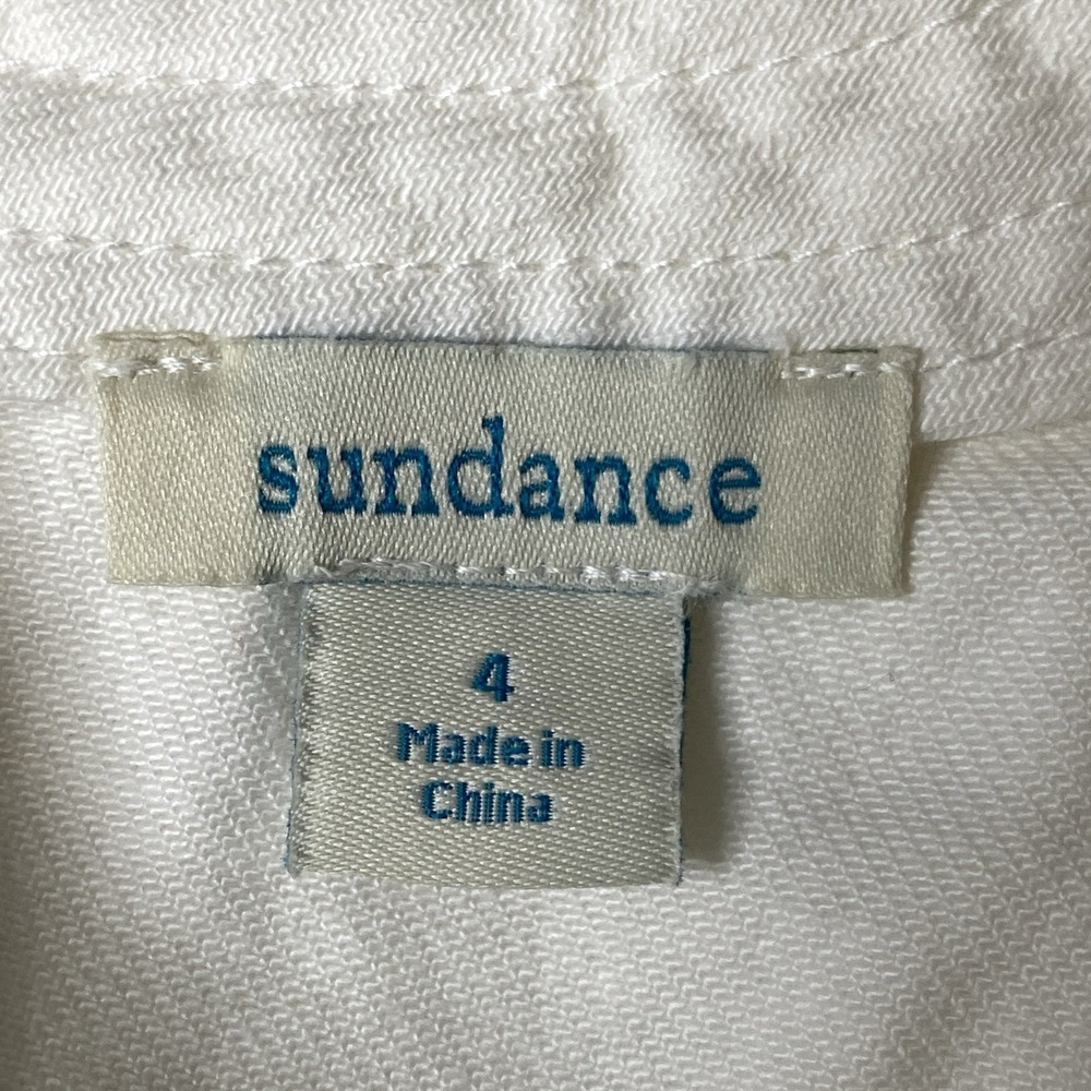 Sundance‎ Poppy Denim Dress 4 White Western Coastal Cowgirl Casual Chic Cottage - Picture 5 of 9